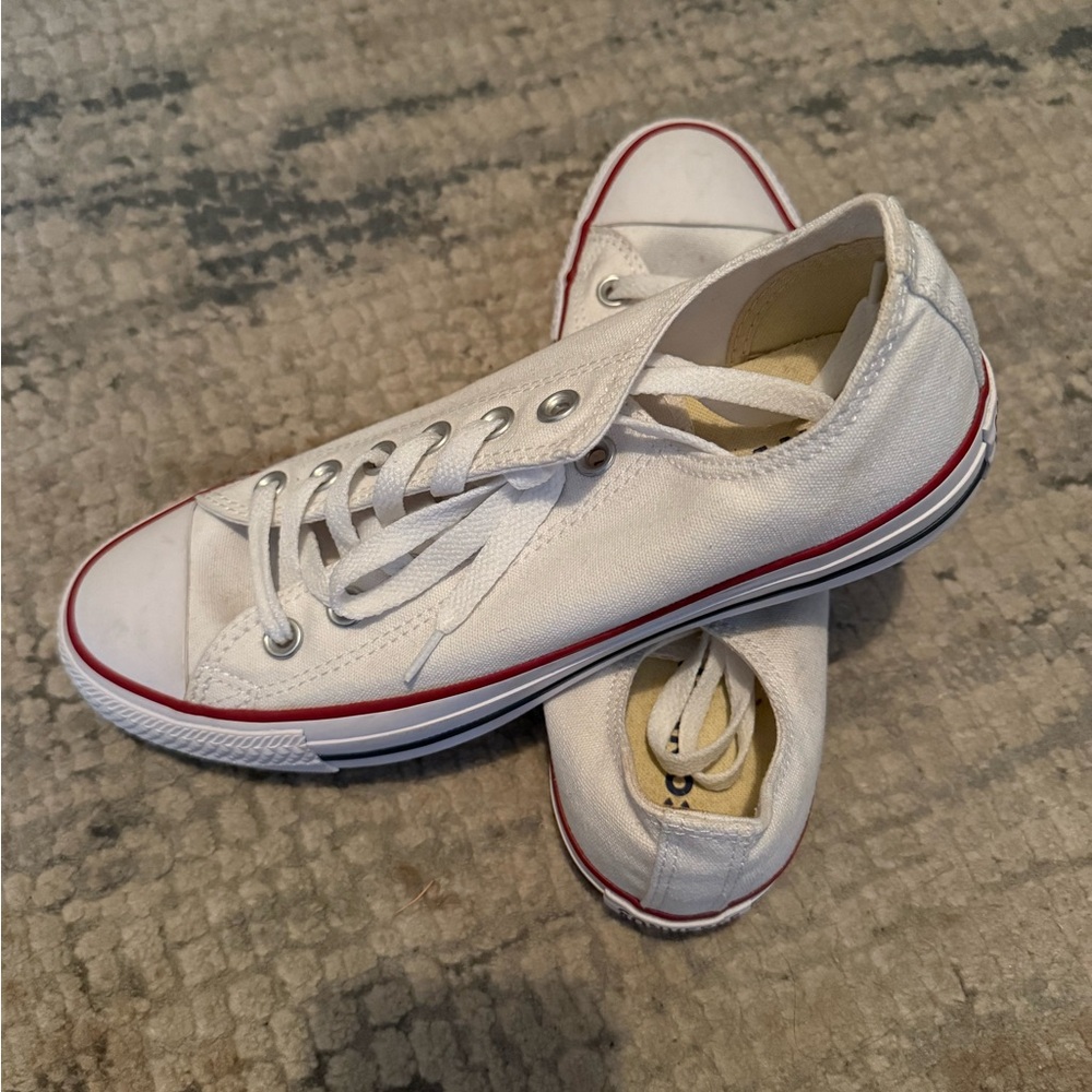 Converse White Sneakers with Red Accents